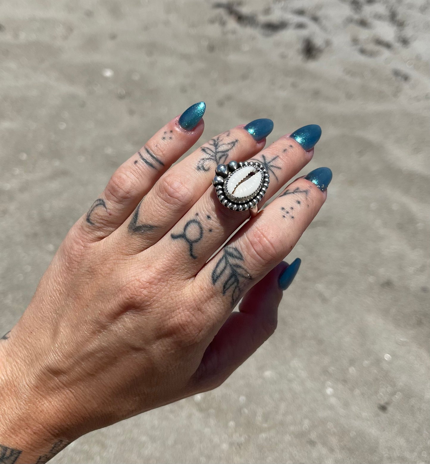 Natural Cowrie Shell Ring Size 7