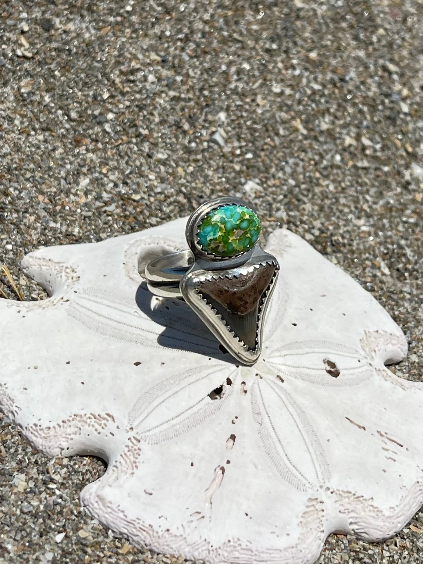 Fossilized Shark Tooth Ring Size 7.5