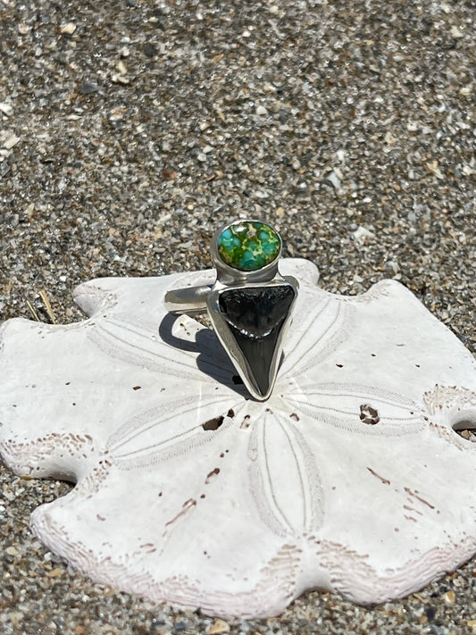 Fossilized Shark Tooth Ring Size 7