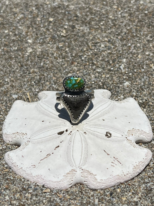 Fossilized Shark Tooth Ring Size 7