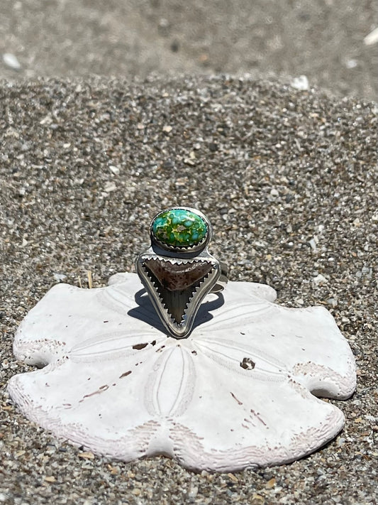 Fossilized Shark Tooth Ring Size 7.5