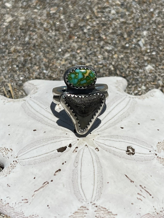 Fossilized Shark Tooth Ring Size 7