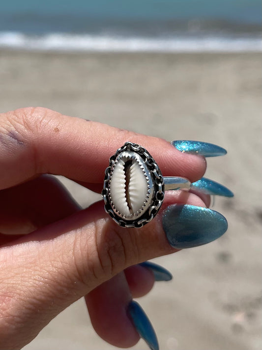 Natural Cowrie Shell Ring Size 8